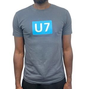 MEN'S GREY Berlin U Bahn U7 Patch Crew Neck Short Sleeve T Shirt US S